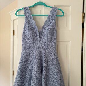 Glitter lace blue cocktail dress - size 5